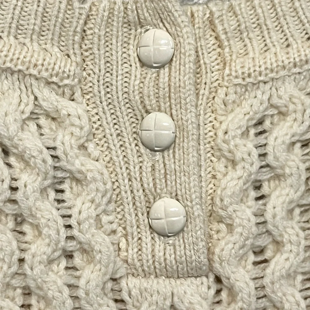 J. Crew Womens Cream Wool Oversized Fisherman Neutral Crewneck Sweater Size‎ XS